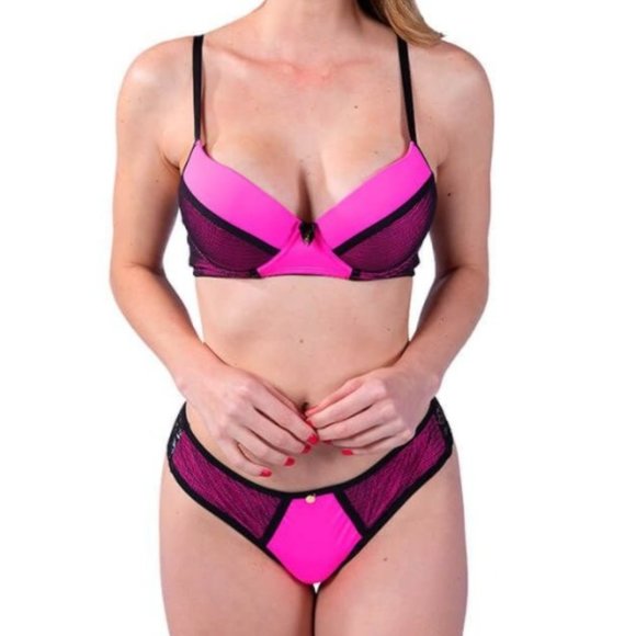Bra and Panty set Black and Pink - Picture 1 of 5